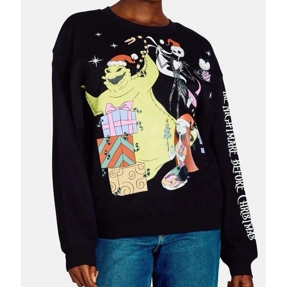 Disney The Nightmare Before Christmas Sweater Sweatshirt Women Medium Black TNBC - Picture 1 of 8